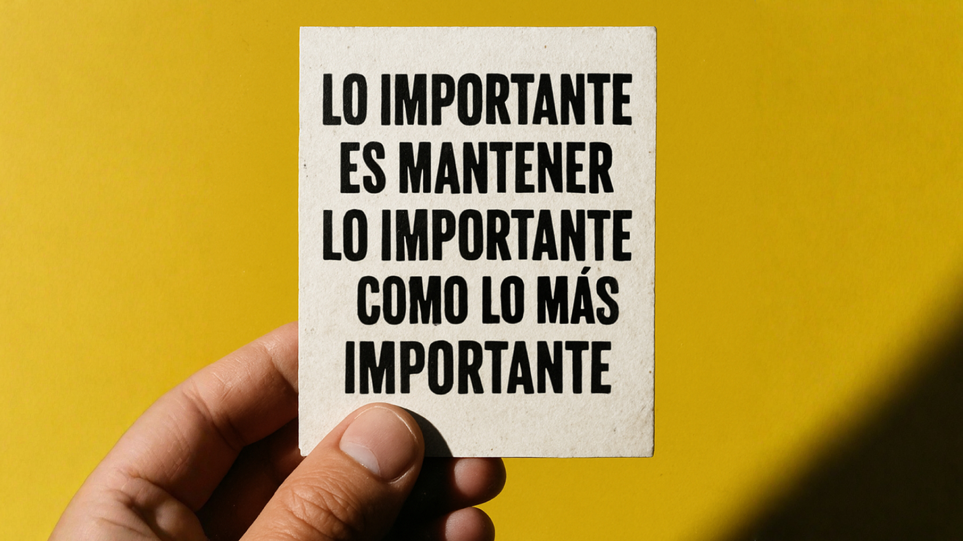 Lo importante es mantener lo importante como lo más importante